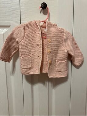 GAP Baby Hooded Knit Cardigan in Light Blush